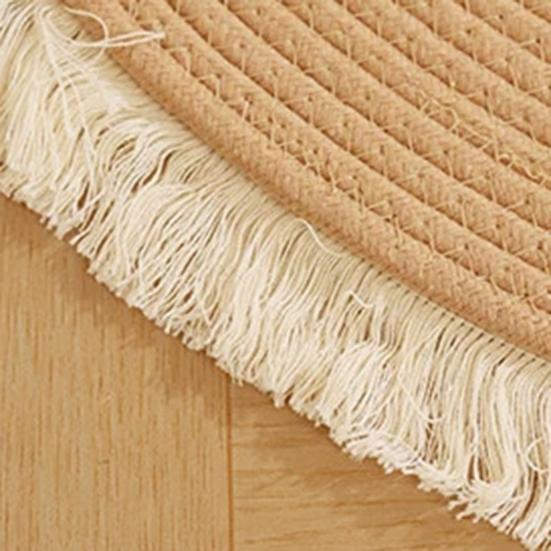 Katoenen Touw Kattenkleed Rond Kattenkrabkleed Zacht Wasbaar Vloerkleed met Kwasten Omkeerbaar Geweven Vloermat voor Slaapkamer Woonkamer Katten Rustplek