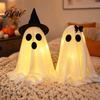 Halloween Ghost Decoration Decoration, Light-Up with Witch Hat/Bow, Spooky Decor Standing for Porch Yard Outdoor Ghost-themed