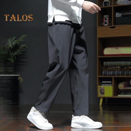 Pantaloni Bărbați Primăvară Toamnă cu Buzunare Laterale Șnur Talie Elastică Picior Larg Pantaloni Subțiri Culoare Solidă Largi Stil Stradal Sport Pantaloni pentru Muncă Zilnic