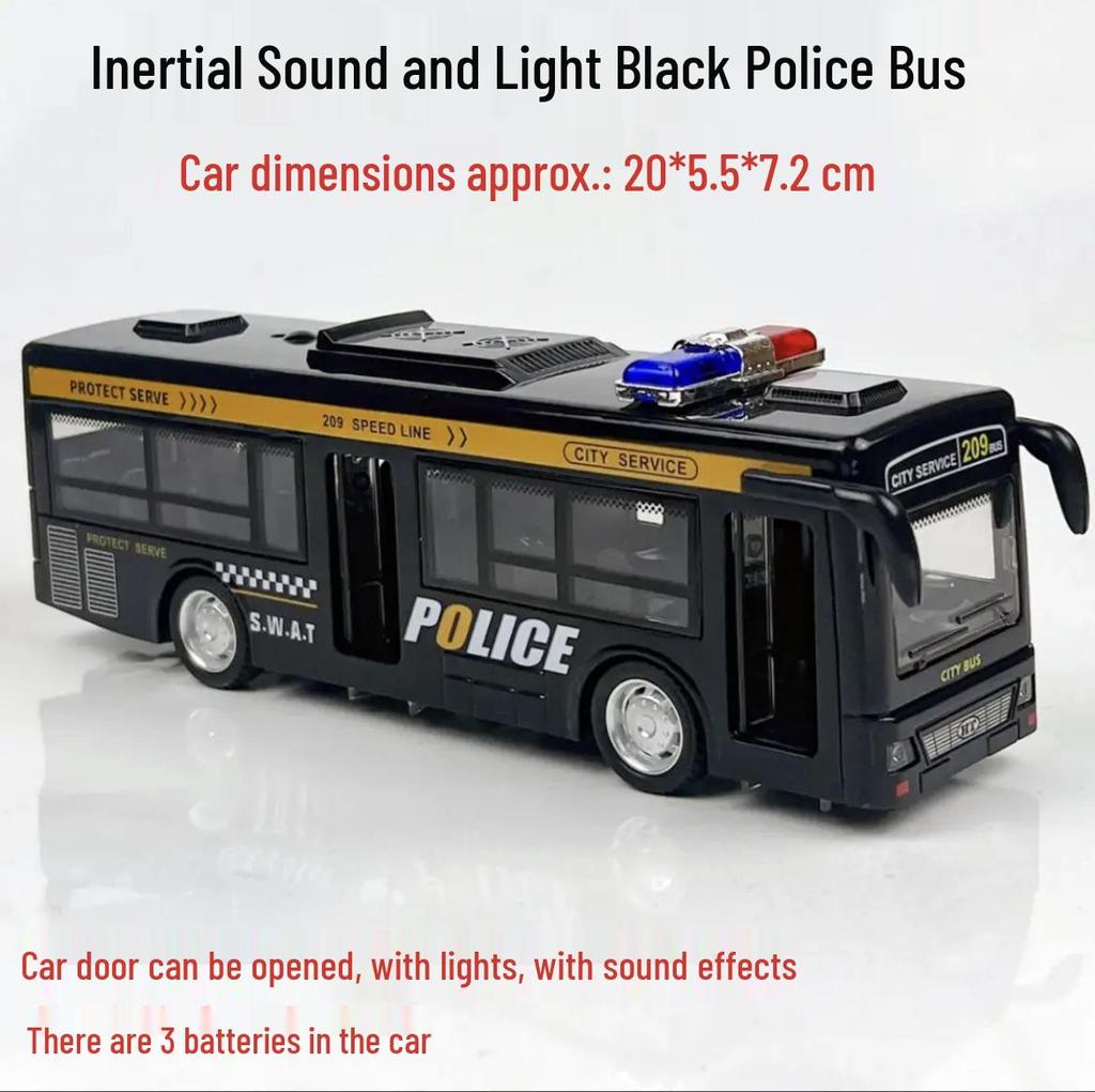 Children's Police Bus Toy Car with Sound, Lights, and Openable Door