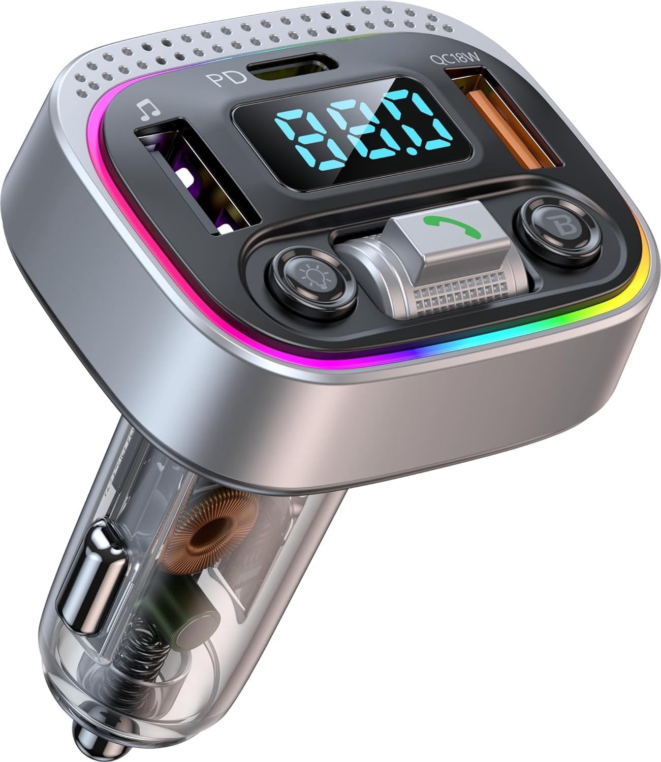 

[Популярная Новейшая Модель] FM-трансмиттер Bluetooth 5.3 FM-соединение Bluetooth Автомобильный передатчик Bluetooth Автомобильный PD30W+QC3.0 Быстрая зарядка 3 порта Комп