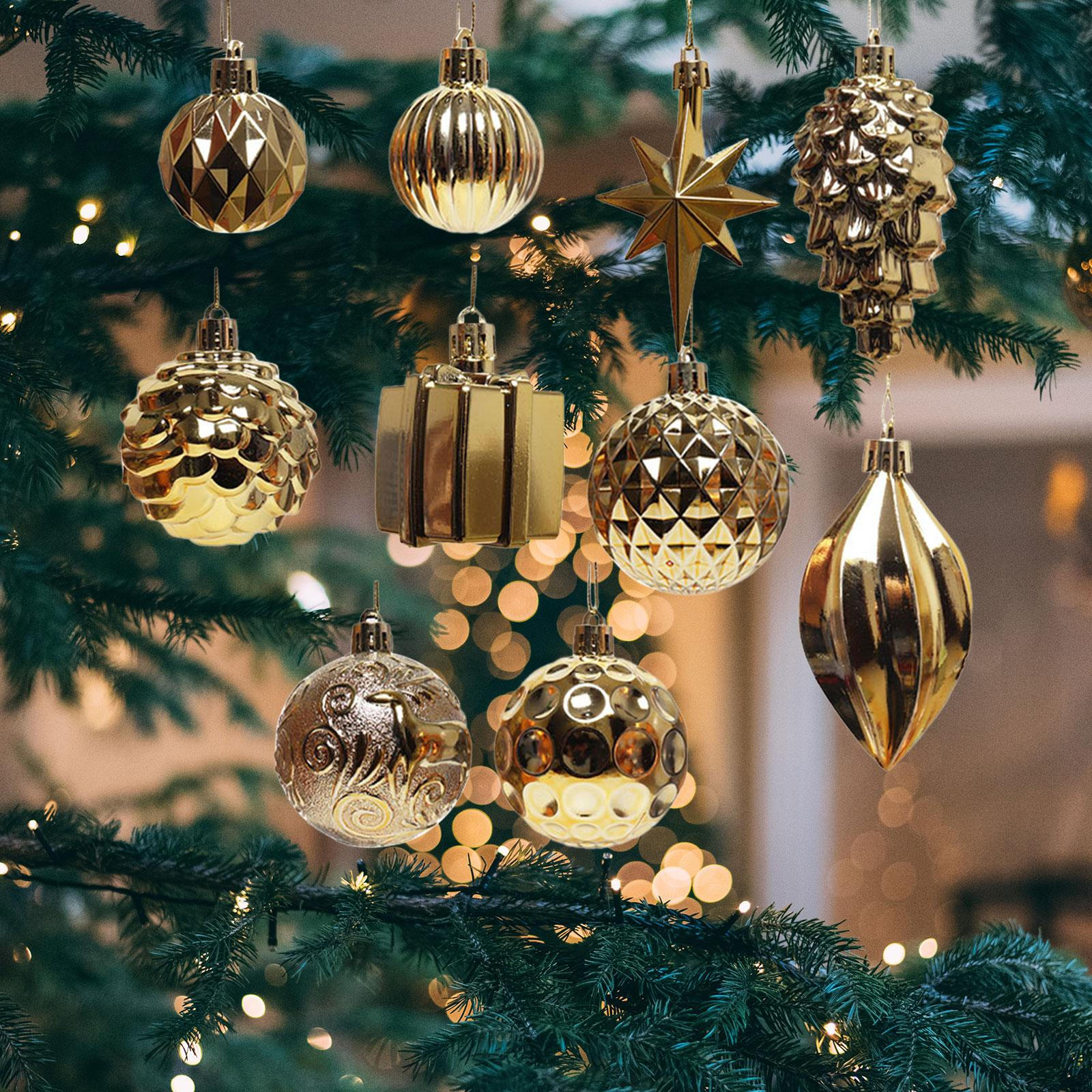 

10 шт. елочных шаров, рождественские маленькие подвески, небьющиеся шары для декора золотистый