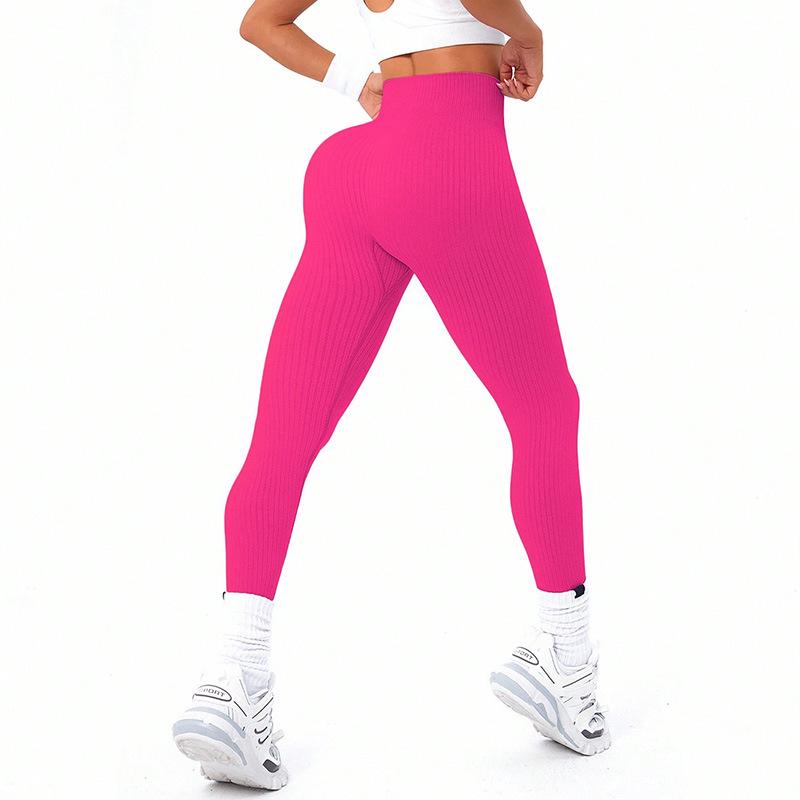 Europeiska & Amerikanska Högmidjade Randiga Yoga Byxor med Magekontroll - Dam Fitness & Löpning Leggings