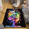 1pz Tappeto da Interno con Stampa di Fiori e Note Musicali, Design, Morbido, Antiscivolo e Durevole, Decorazione per Stanza dei Giochi, Camera da Letto, Soggiorno ed Ex
