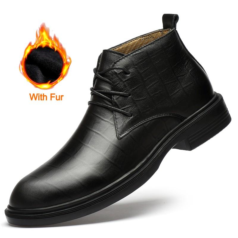 Men Boots Winter New Luxury Men Shoes Genuine Leather Casual shoes Fashion British Style High-top Chelsea Boots Business shoes