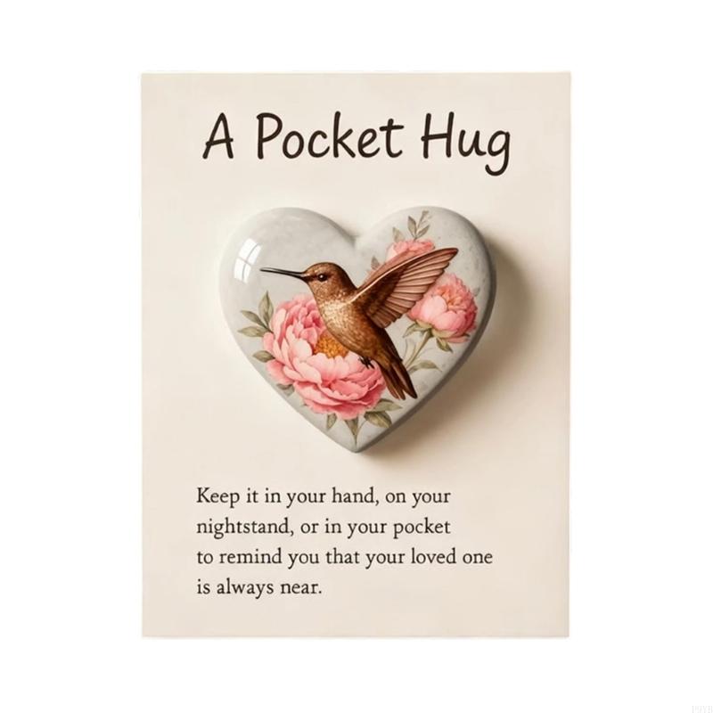Handmade Heart Resin Charm Miniature Bird Ornament with Gift Card For Christmas Decorations Holiday Gift Exchanges P9YB