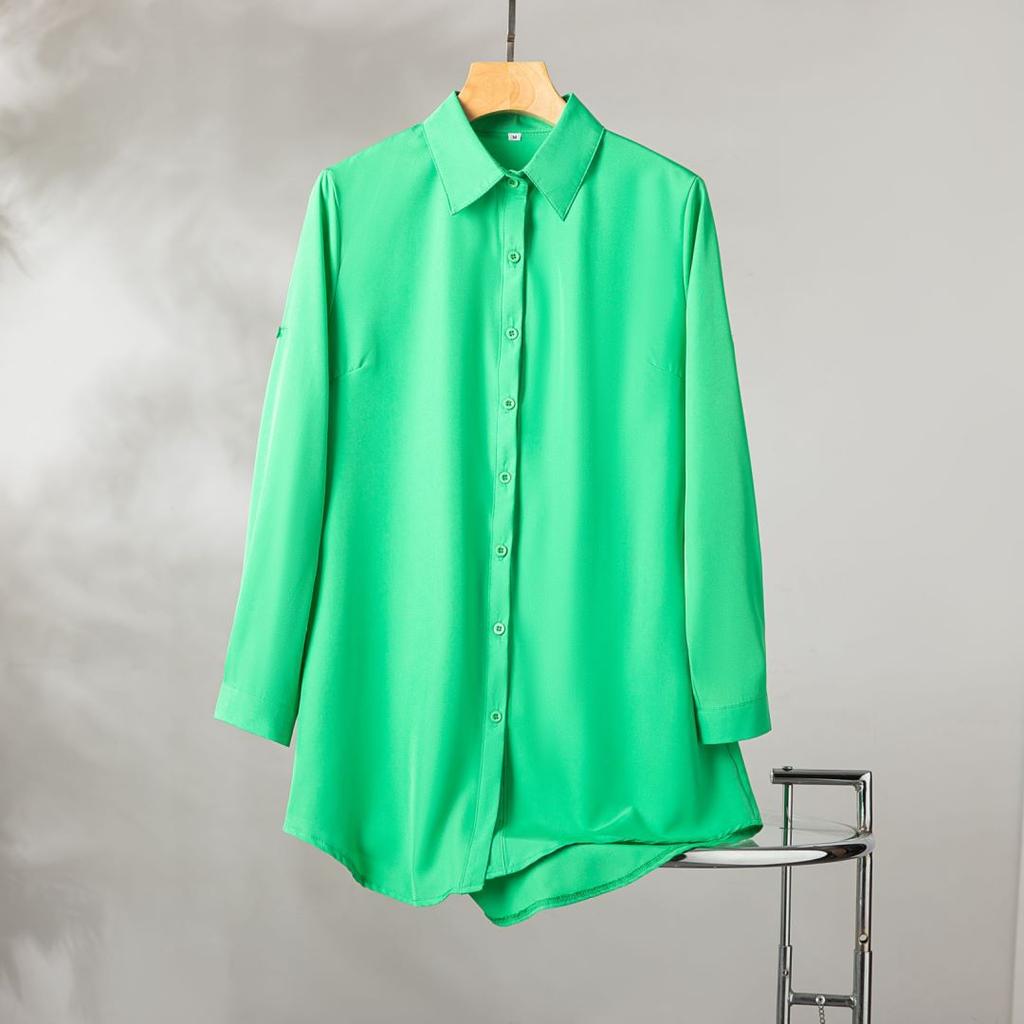 Leisure Shirt Women Button Down Long Sleeve Blouse Tops Spring Fall Solid Ladies Slim Long Basic Shirts