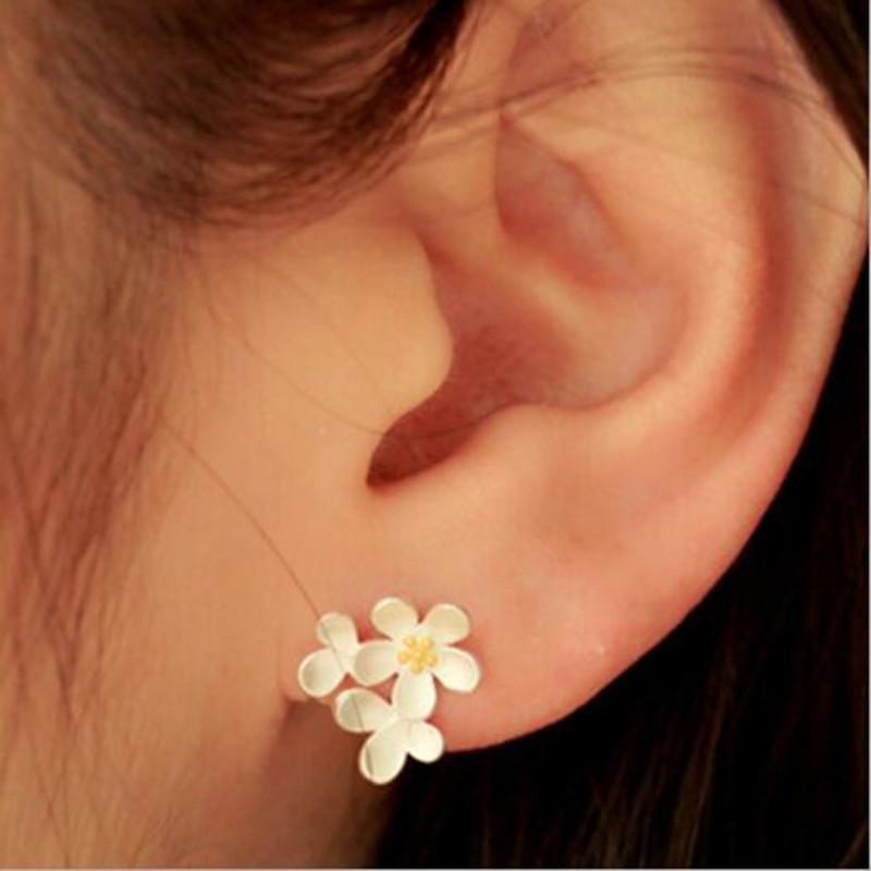 925 Silver Jewelry Korean Exquisite Fashion Sweet Five Cherry Blossoms Earrings E031