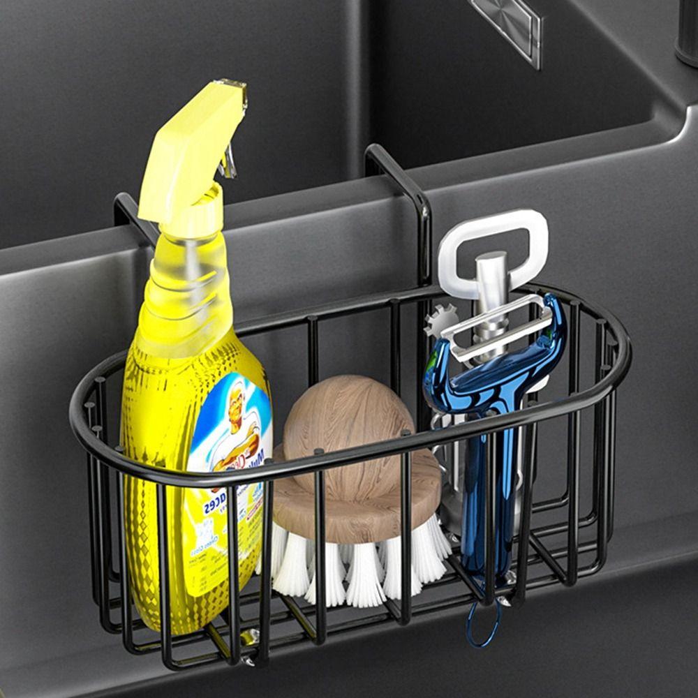 Wall Mounted Stainless Steel Sink Drain Basket Hanging Sink Storage Rack Soap Holder Rack Bathroom