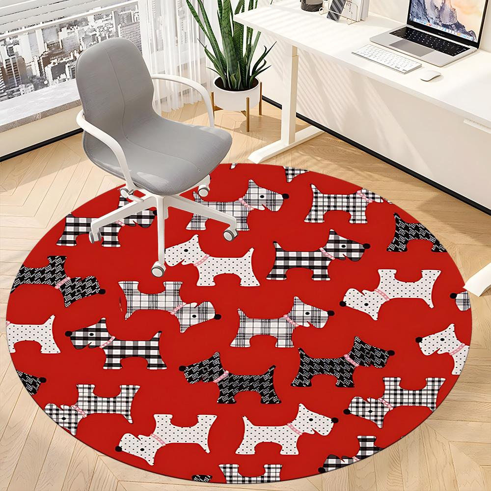 1pc Dogs Pattern Office Round Rug, Non-slip, Soft and Durable Office Rug for Interior Decoration, Perfect for Office, Beautiful Decoration Yy260323062
