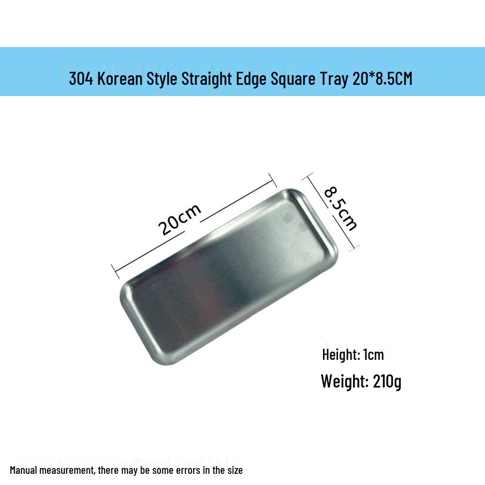 Korean-Style Stainless Steel Rectangular Tray: BBQ, Hot Pot, Grilled Meat, Sushi, and Fruit Plate.