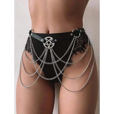 Women Fashion Belt Chain Street Style Belt With Chain Gothic Harness Chain Bustier Harness Waist Belt Clothing Accessorie