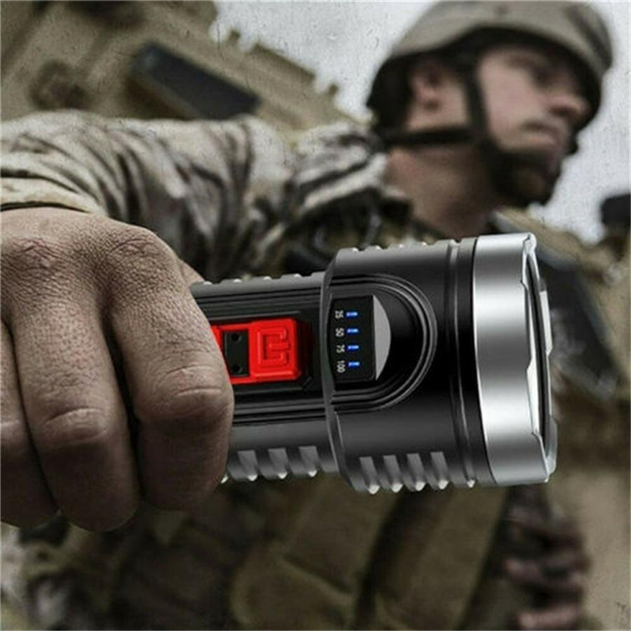 10000000LM USB Rechargeable LED Tactical Flashlight, 4 Light Modes