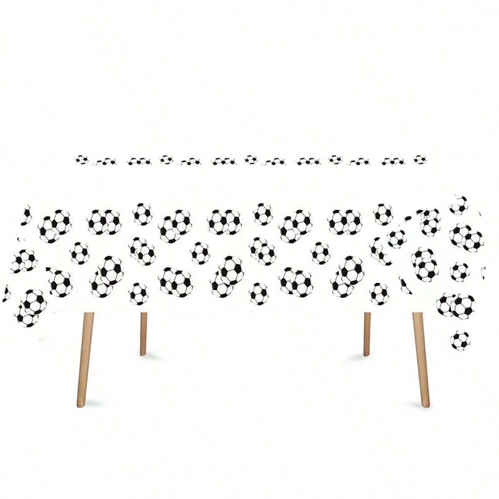 White Football Party Supplies: Disposable Tableware Set with Plates, Cups, and Napkins for Boys' Birthday