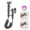 Modern Stainless Steel Wall-Mounted Bidet Sprayer Set for Bathroom or Hotel Use Includes Toilet Brushed