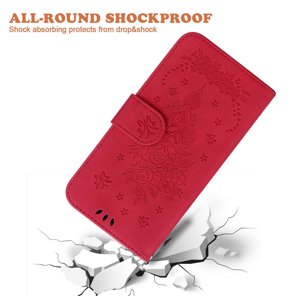 For Xiaomi Redmi 11A 4G/Redmi 12C 4G Leather Phone Case Stand Wallet Rose Butterfly Imprinted Flip Cover