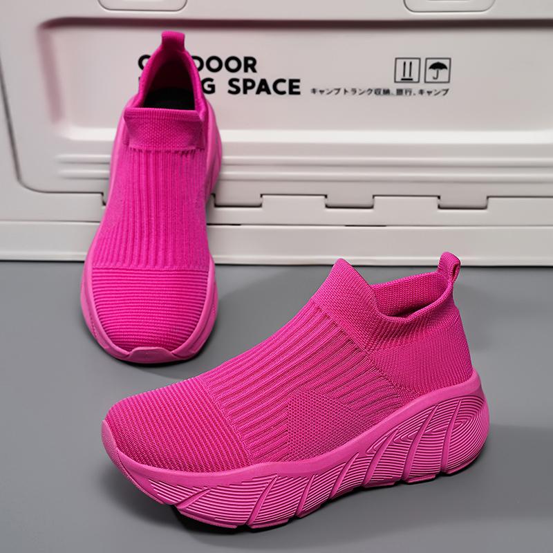 Spring and Autumn fly-woven socks shoes thick-soled large-size sports shoes shock-absorbing running shoes