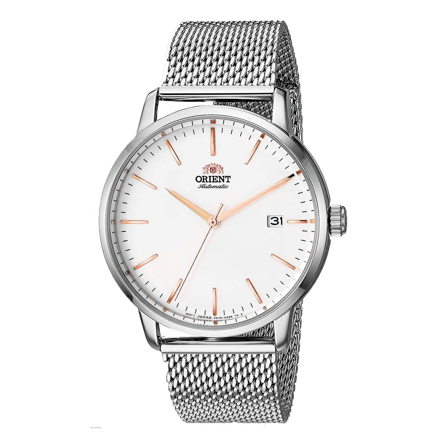 

Orient RA-AC0E Japanese Automatic/Hand-wound Modern Watch, White (Mesh Bracelet) Mesh Bracelet.