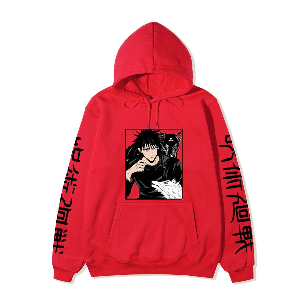 Japanese Anime Hoodie Sweatshirt Jujutsu Kaisen Satoru Gojo Anime Print Soft Fleece Warm Long Sleeve Hooded Sweatshirt