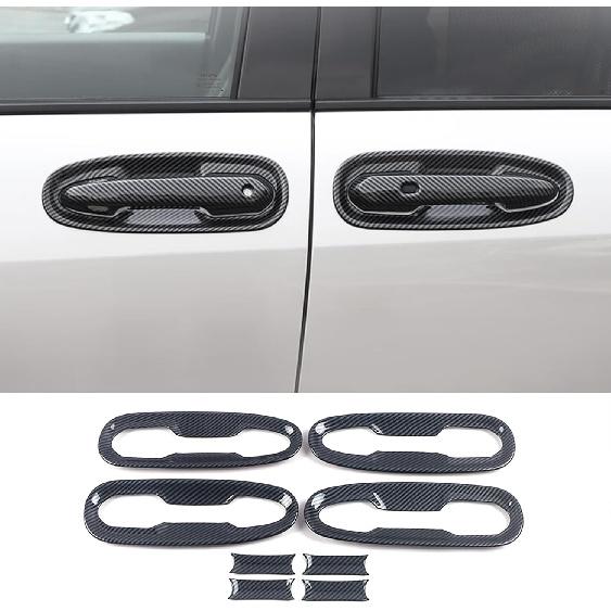 Car Accessories Fit for Toyota Sienna 2021 2022 2023 2024 2025 Exterior Door Handle Bowl Protector Cover Trims (Carbon Fiber) ABS 8 PCS