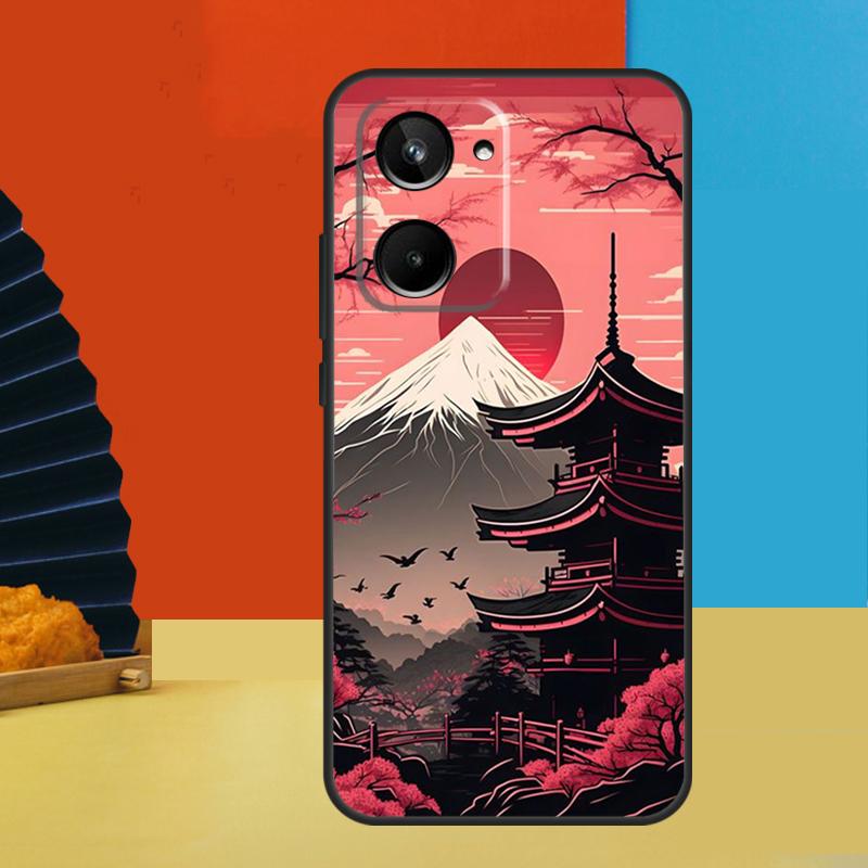 Japanese Art Temple Sakura For Realme 15 Pro 14 12 11 10 13 Pro Plus C65 C67 C63 C61 C55 C51 C53 C35 C75 GT6 GT7 Case
