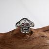 Personalized Trendy Ring Fashion Open Ring S925 Silver Inlaid Natural Garnet Skull Ring Women