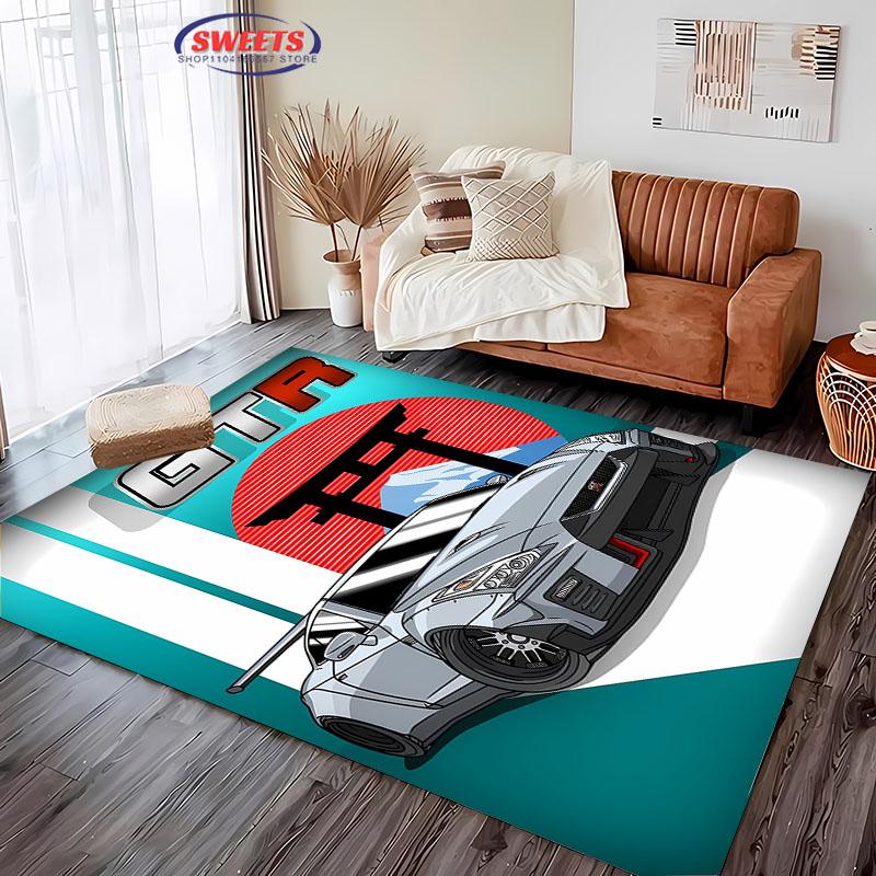 Retro GTR Racing Car Carpet, Living Room and Bedroom Household Items, Children's Room Sofa Mat,Doormat Floor Anti-slip Rug Gift