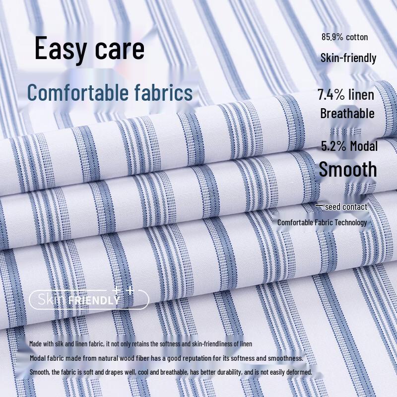 MUSHILANG Men's Striped Linen Cotton Modal Casual Shirt
