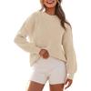 Women's Fashion Round Neck Pullover Sweater Casual Versatile Solid Color Knit Top
