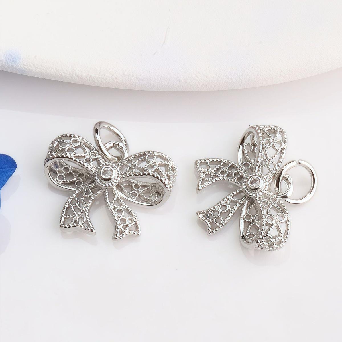 Подвеска-ожерелье с бантом и жемчугом, покрытая 14-каратным золотом, с цирконами