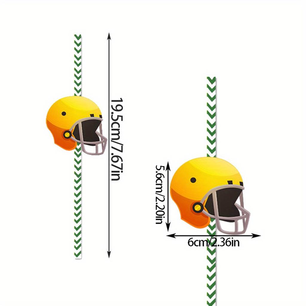24 Stück Super Bowl Fußball Strohhalm Thema Dekoration Einweg Strohhalm Einstecker Flagge