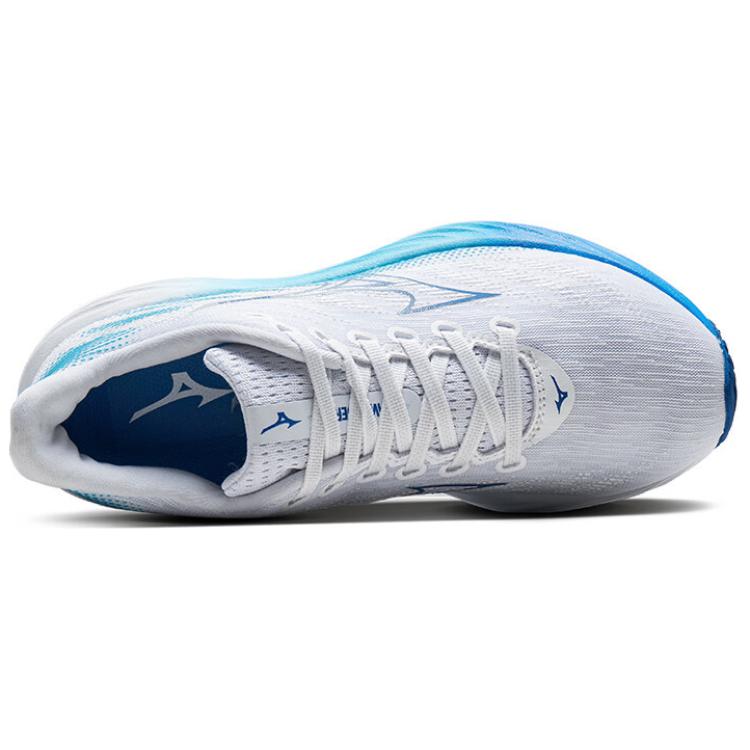 Mizuno Wave Rider 28 Komfortable Slitesterke Pustende Lavsko Løpesko Unisex sneaker Hvit Blå J1GC2403-21