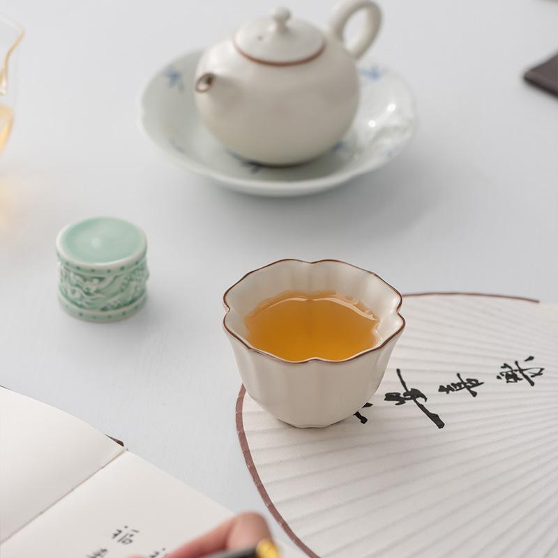 Beige Ru Ofen Tasse Meistertasse Handgefertigt High-End Teetasse Meister Berühmte High-End Tasse Kung Fu Tee Set