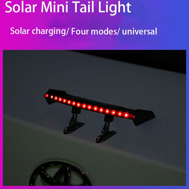 Luz Traseira Solar Mini 12V LED Universal para Spoiler Traseiro de Carro Piscante de Aviso Impermeável com Sensor Inteligente Acessórios Modificados