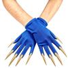 Dark Gloves with Long Nails for Halloween Witch Party, Short Stretch Fit