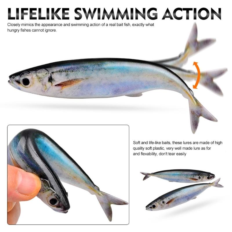 3 Stück Schwebende Weiche Makrelenköder Angelköder Schleppender Schwingender Schwimmender Köder Weicher Künstlicher Swimbait Angelzubehör