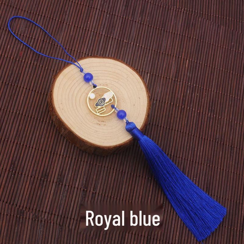 Colorful Clouds Chasing the Moon Tassel Pendant for Hanfu Qipao - 12CM Fan Lantern Jade Lapel Accessory
