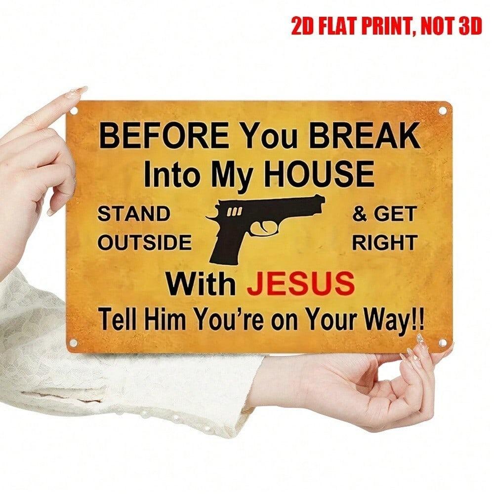 Funny Metal Tin Sign Vintage Wall Art Decor Jesus Home Blessing