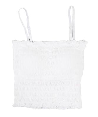 WEGO PHILLY Shirred Ruffle Size White Camisole, Underwear, Girly, Casual, Spring/Summer Clothes, Women's, F,
