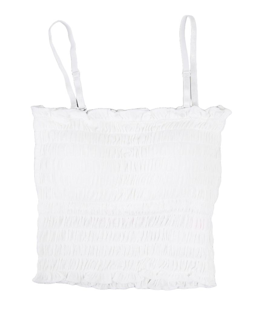 WEGO PHILLY Shirred Ruffle Size White Camisole, Underwear, Girly, Casual, Spring/Summer Clothes, Women's, F,