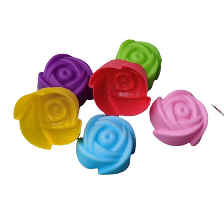 Colorful Silicone Rose Baking Molds - 5CM Cake & Muffin Cups, Pudding, Jelly, and Soap Molds