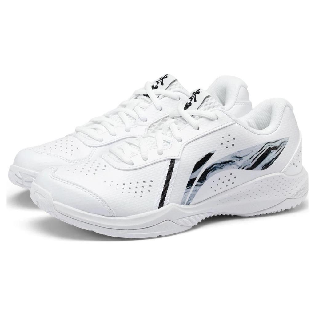 Li Ning Thunder LITE Synthetic Leather Slip Resistant Abrasion Resistant Low Top Badminton Shoes Unisex White AYTS020-7