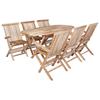Garden Furniture Set 7 Pieces Natural Solid Teak Wood