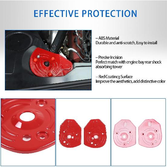Hinterer Federbeindom-Abdeckung Kompatibel mit Chevrolet Corvette C8 Stingray 2020-2024, ABS Motorraum Hinterer Stoßdämpferdom Schutzplatten-Abdeckung