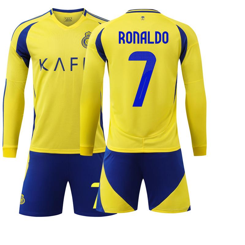 Football training jersey 2425 Riyadh Victory home court long-sleeved No. 7 Ronaldo football jersey sports suit Saudi Arabia United #22