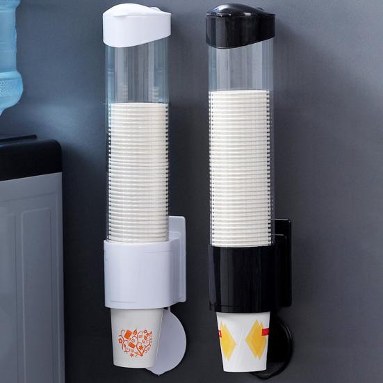 Distributeur De Gobelets Mural Transparent - Porte-gobelet Anti-poussière Noir - Pour Bureau, Cuisine, Restaurant