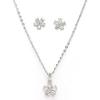 Rhodium Plated Silver Toned American Diamond Studded Floral Shaped Pendant Chain With Earrings Jewellery Set For Women And Girls