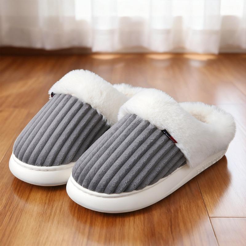 Cotton Shoes Winter Women's Home Slippers Cotton TEU Large Size Plush Shoes Versatile One-pedal Thermal Shoes