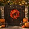 50cm Orange Red Maple Leaf Thanksgiving Door Wreath - Artificial Fall Wreath for Front Door Celebration Decor