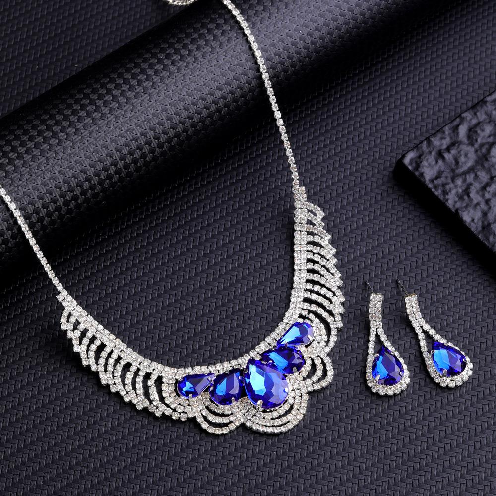 3 Wedding Season Women's Wave Drop Necklace and Earring Set for Banquet and Party Accessories
